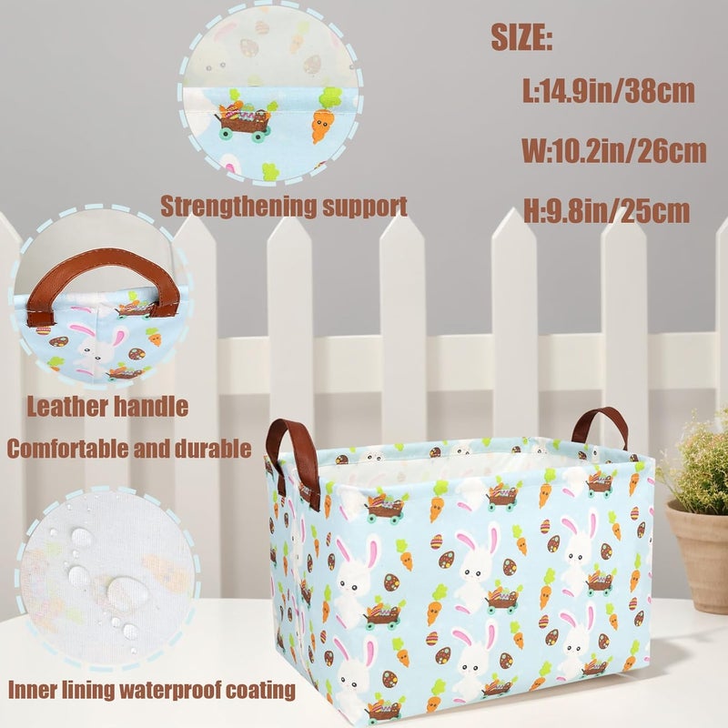 SETAMA Large Empty Easter Basket for Kid Fabric Personalized Bunny Eggs Easter Gift Basket for Boy and Girl (Rabbit Easter Egg Carrot) - Image 4
